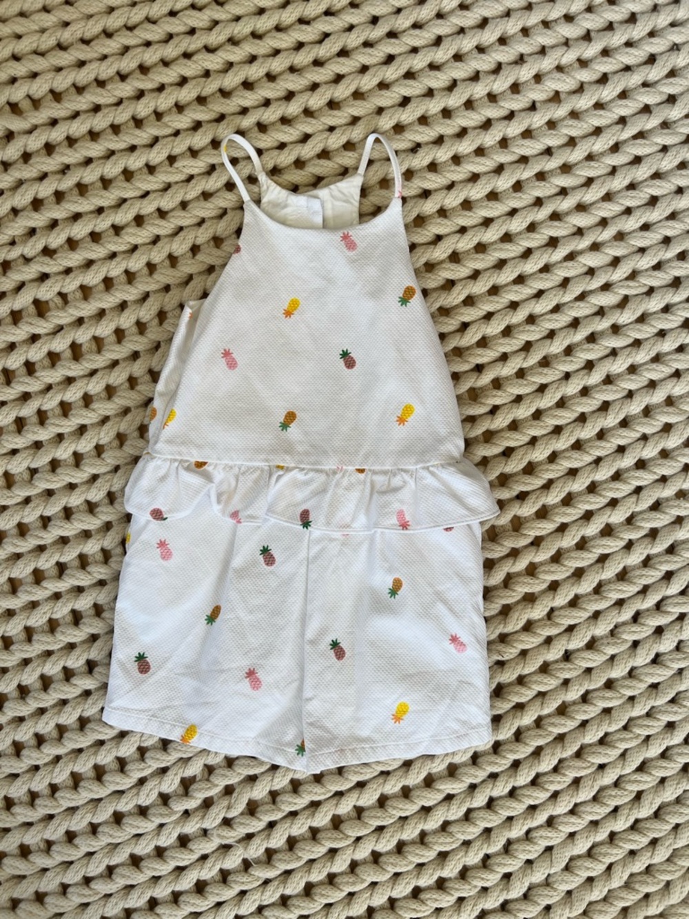 Janie and Jack size 4 White Pineapple Print Girls Romper